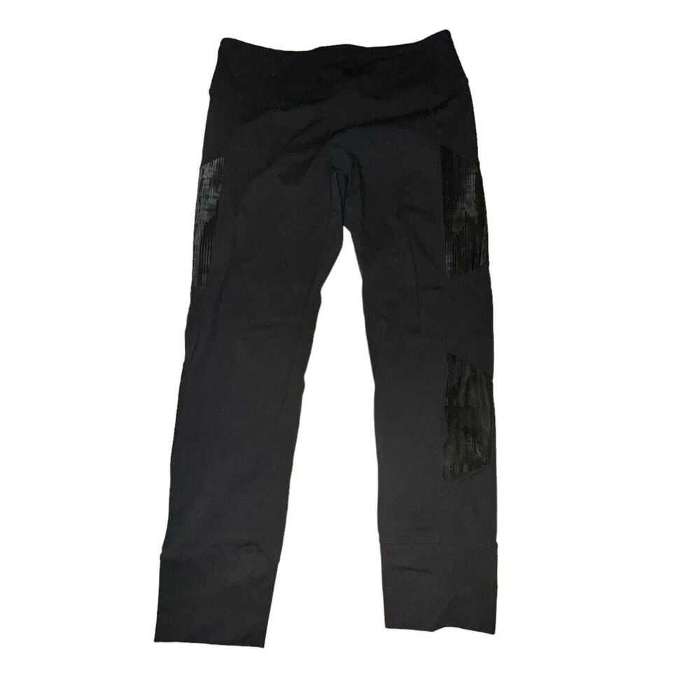 Zyia Active Black Cuffed Mirage Mid Rise 7/8 24" Leggings Stretch Womens Size 12